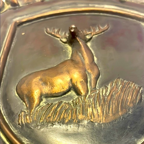 Antique JM Musterschutz Brown Ornate Victorian Deer Art Wall Decor